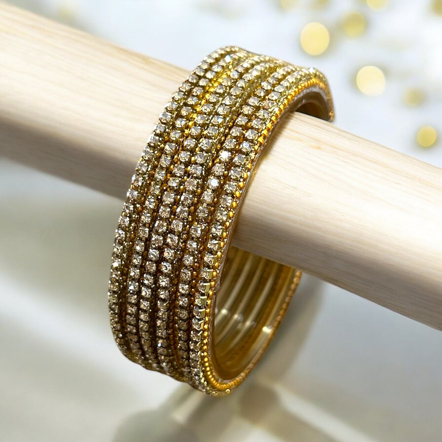 Nilavirai • நிலாவிறை • Stone Glass Bangles | Set of 6