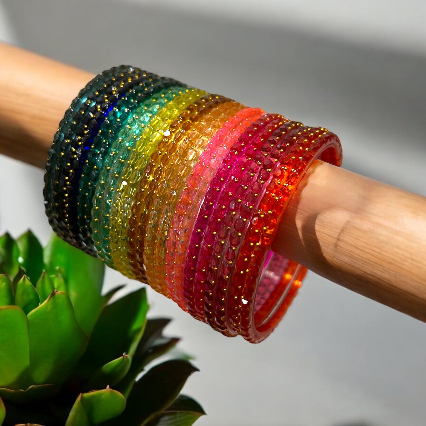 Vaanavil • வானவில் • Ombre Glass Bangles • Mystic • 11 Colours, 22 Bangles/Set • Size 2.6