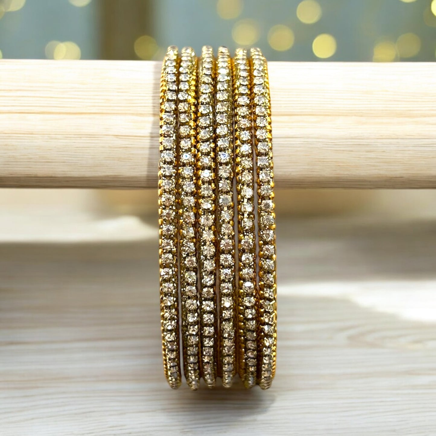 Nilavirai • நிலாவிறை • Stone Glass Bangles | Set of 6
