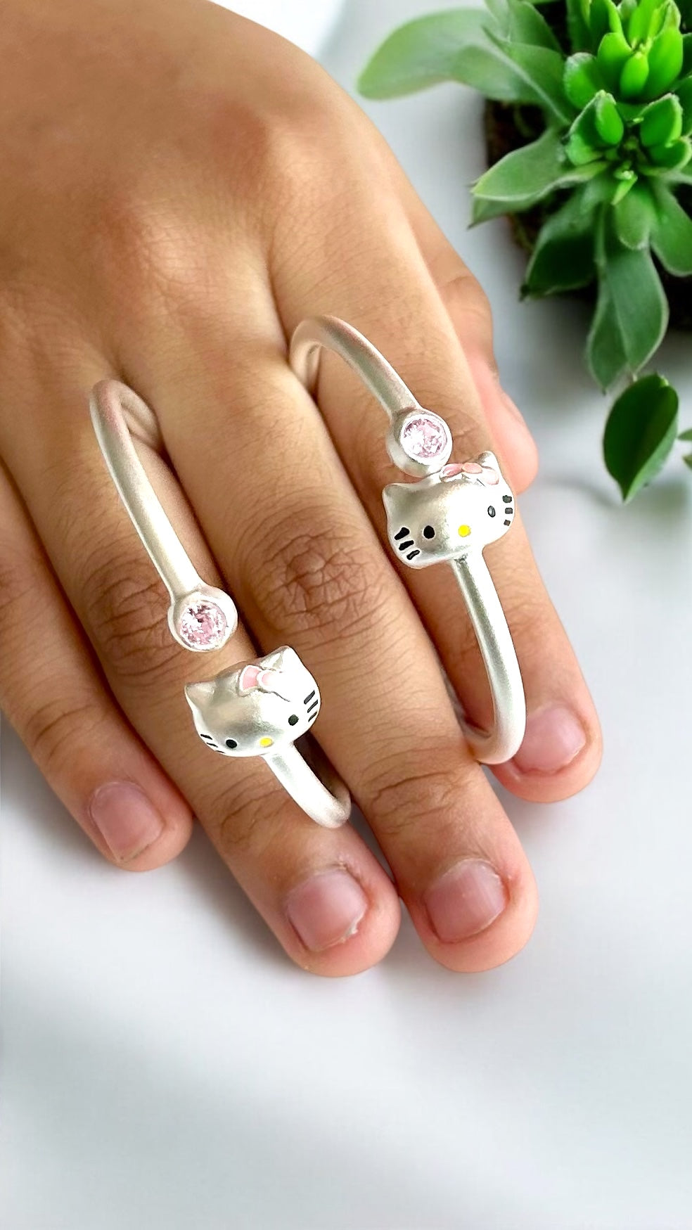 Maaya • மாயா • 925 Silver Baby Hello Kitty Kada • Single Piece