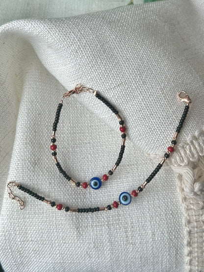 Drishti • திருஷ்டி • 925 Silver Baby Anklet/Bracelet Pair