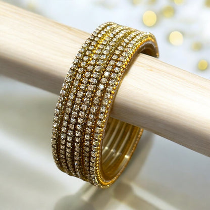 Nilavirai • நிலாவிறை • Stone Glass Bangles | Set of 6