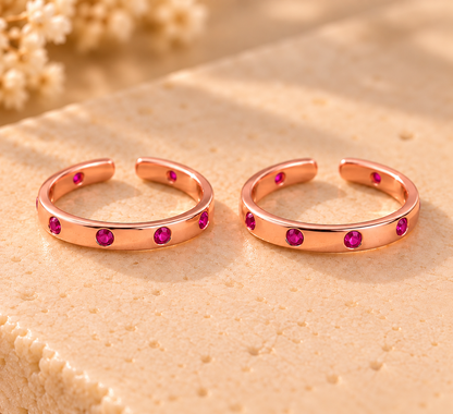 Minnoli – Rose Gold 925 Silver Stone-Studded Toe Rings