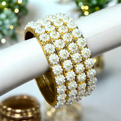Malligai • மல்லிகை • Pearl Metal Bangles | Set of 4