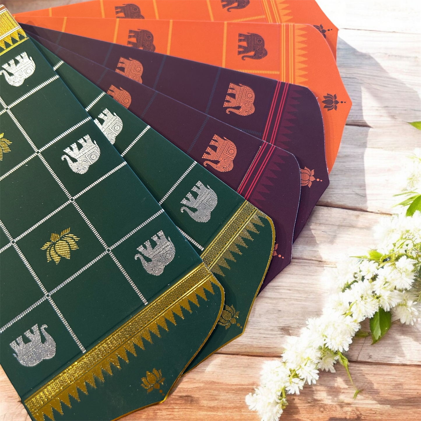 Kattam Saree-Inspired Blessing Envelopes • Heritage Colour Set