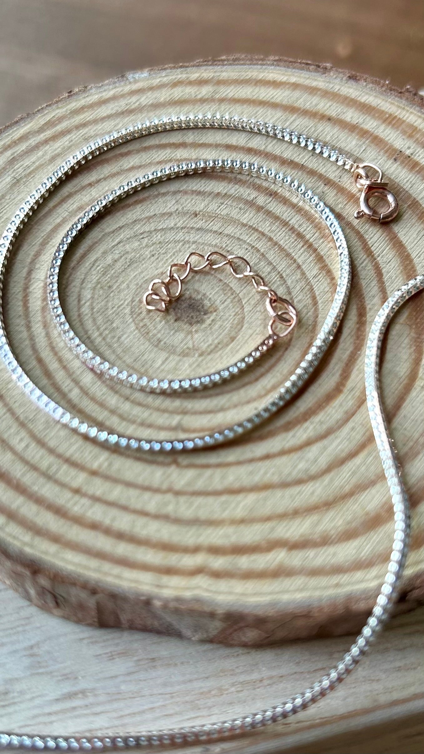 Minnale • மின்னலே • 925 Silver Anklets • Silver Polish & Rose Gold Polish
