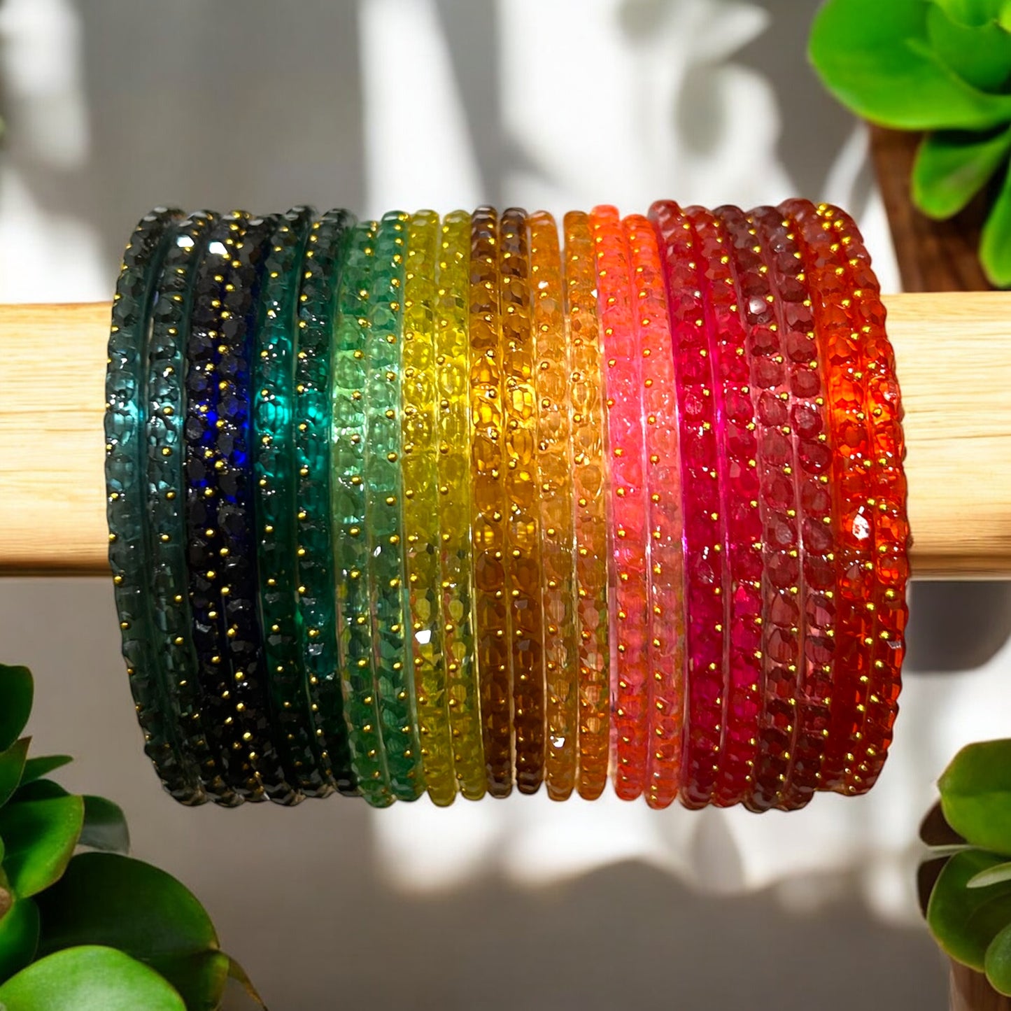 Vaanavil • வானவில் • Ombre Glass Bangles • Mystic • 11 Colours, 22 Bangles/Set • Size 2.6