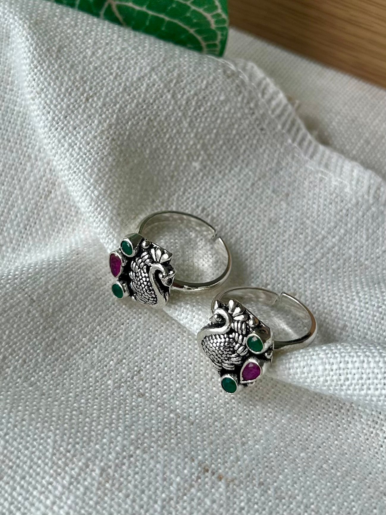Nayaki • நாயகி • 925 Silver Peacock Toe Rings