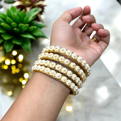 Malligai • மல்லிகை • Pearl Metal Bangles | Set of 4