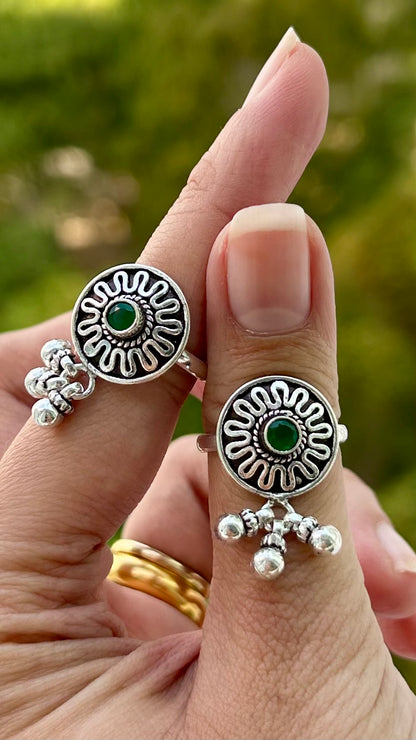 கதிரினி • Kathirini • 925 Silver Toe Rings with Muted Bells