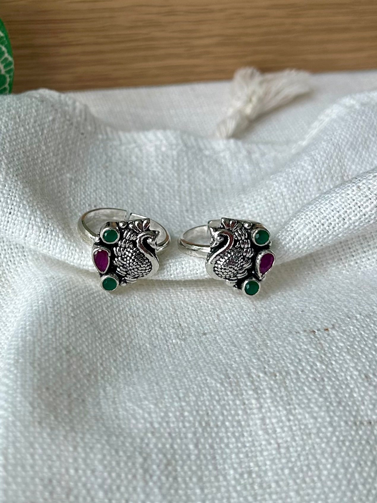 Nayaki • நாயகி • 925 Silver Peacock Toe Rings