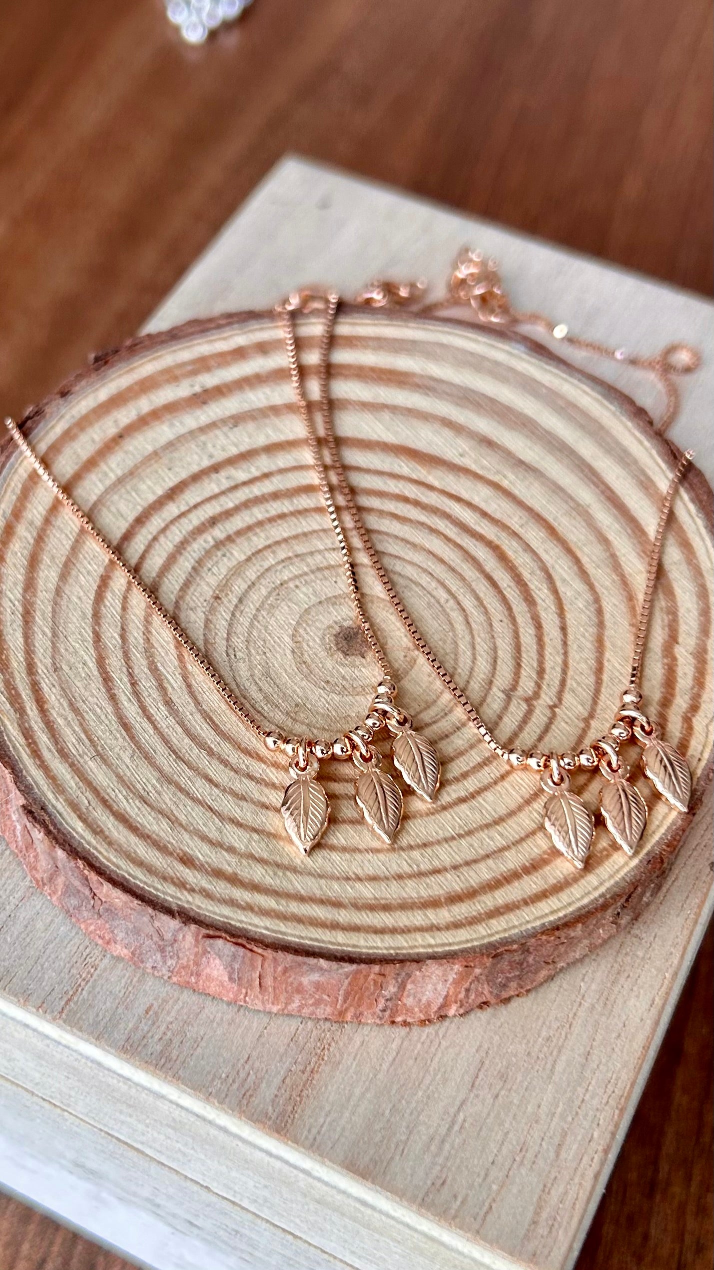 Moovilai • மூவிலை • 925 Silver Anklets • Rose Gold