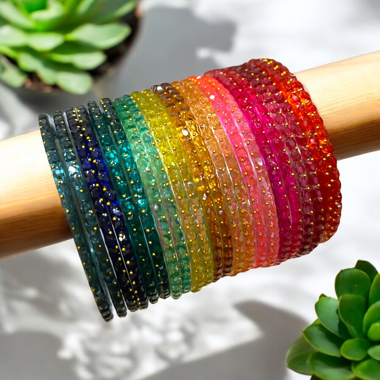 Vaanavil • வானவில் • Ombre Glass Bangles • Mystic • 11 Colours, 22 Bangles/Set • Size 2.6