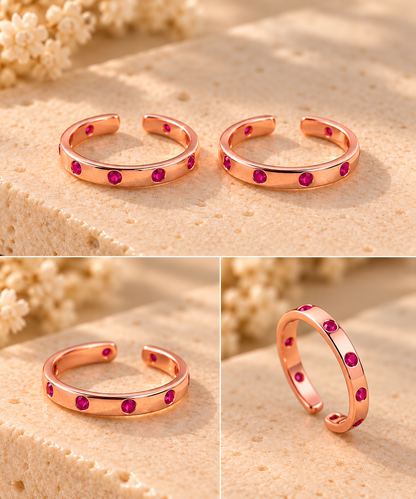 Minnoli – Rose Gold 925 Silver Stone-Studded Toe Rings