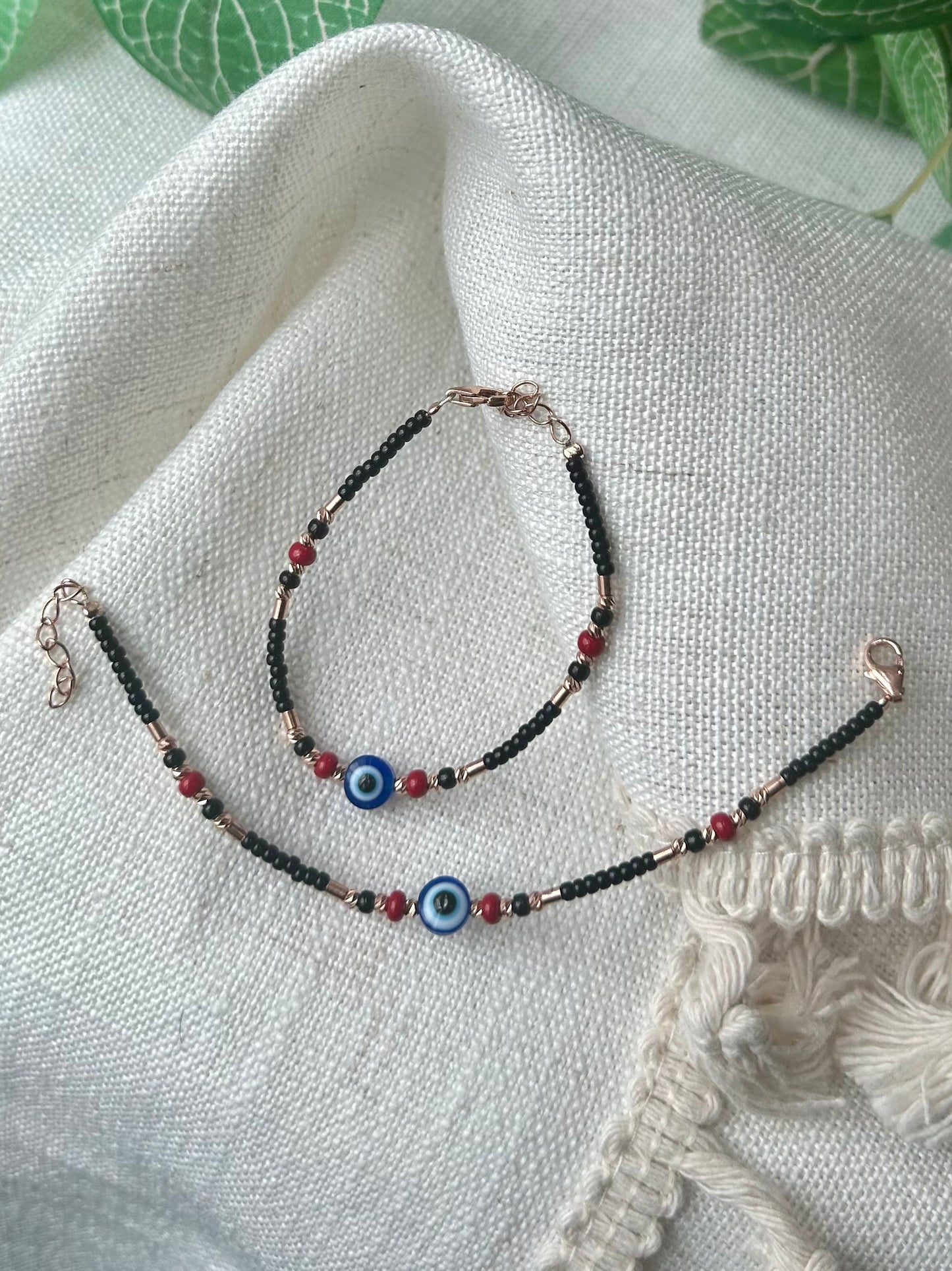 Drishti • திருஷ்டி • 925 Silver Baby Anklet/Bracelet Pair