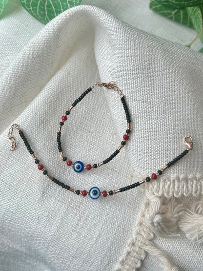 Drishti • திருஷ்டி • 925 Silver Baby Anklet/Bracelet Pair
