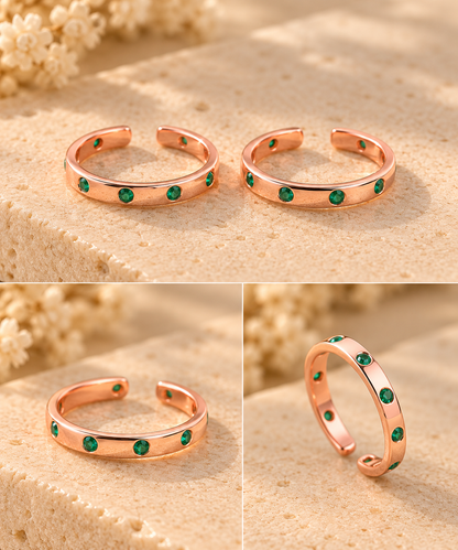 Minnoli – Rose Gold 925 Silver Stone-Studded Toe Rings