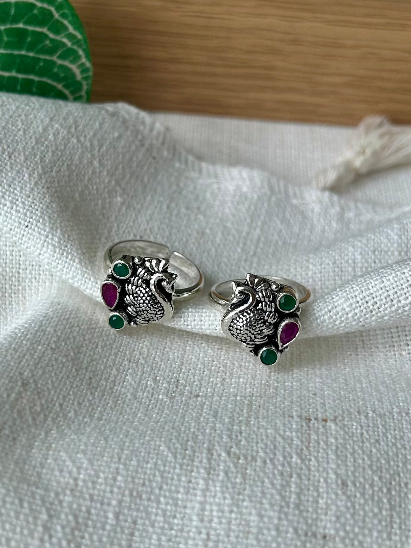 Nayaki • நாயகி • 925 Silver Peacock Toe Rings
