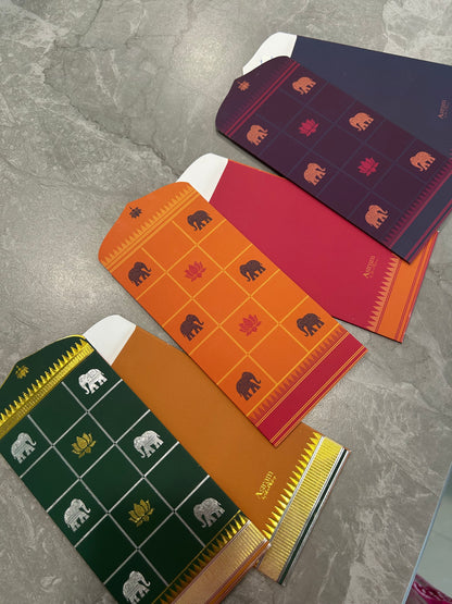 Kattam Saree-Inspired Blessing Envelopes • Heritage Colour Set