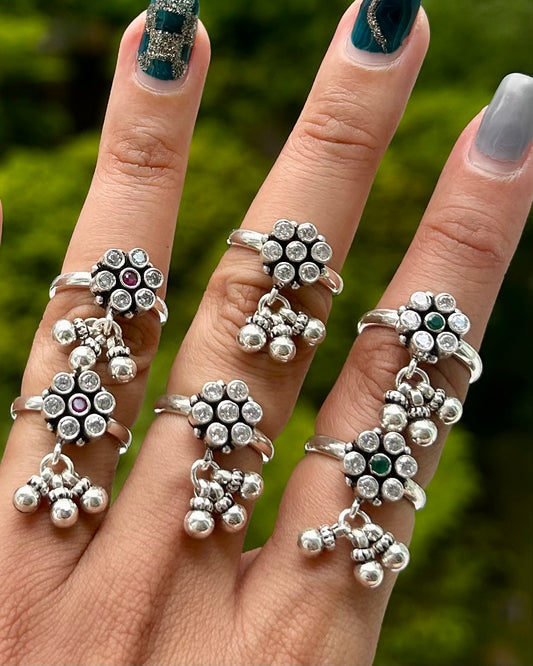 காமினி • Kaamini • 925 Silver Toe Rings with Muted Bells