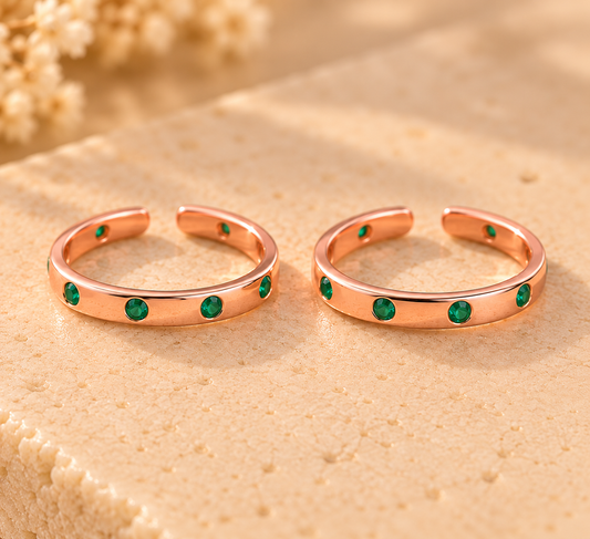Minnoli – Rose Gold 925 Silver Stone-Studded Toe Rings