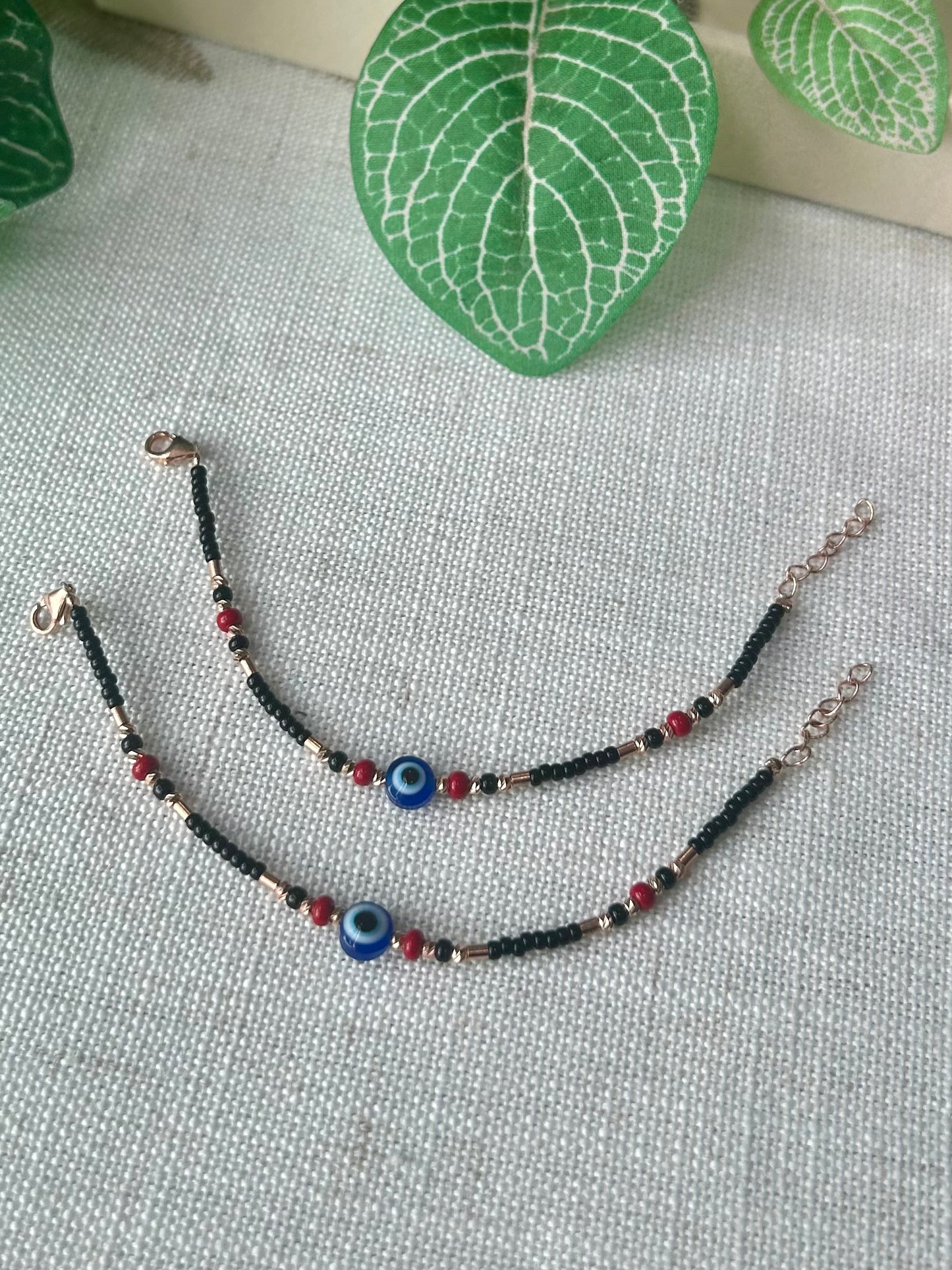 Drishti • திருஷ்டி • 925 Silver Baby Anklet/Bracelet Pair