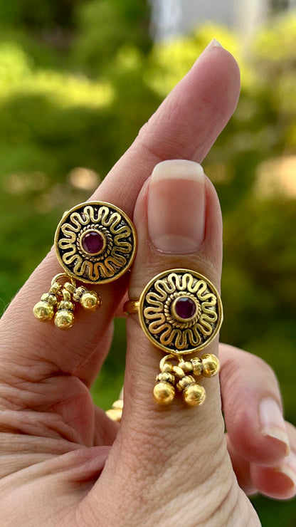 கதிரினி • Gold Kathirini • 925 Silver Toe Rings with Muted Bells