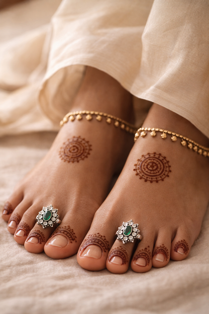 Maragathamani • மரகதமணி • 925 Silver Toe Rings
