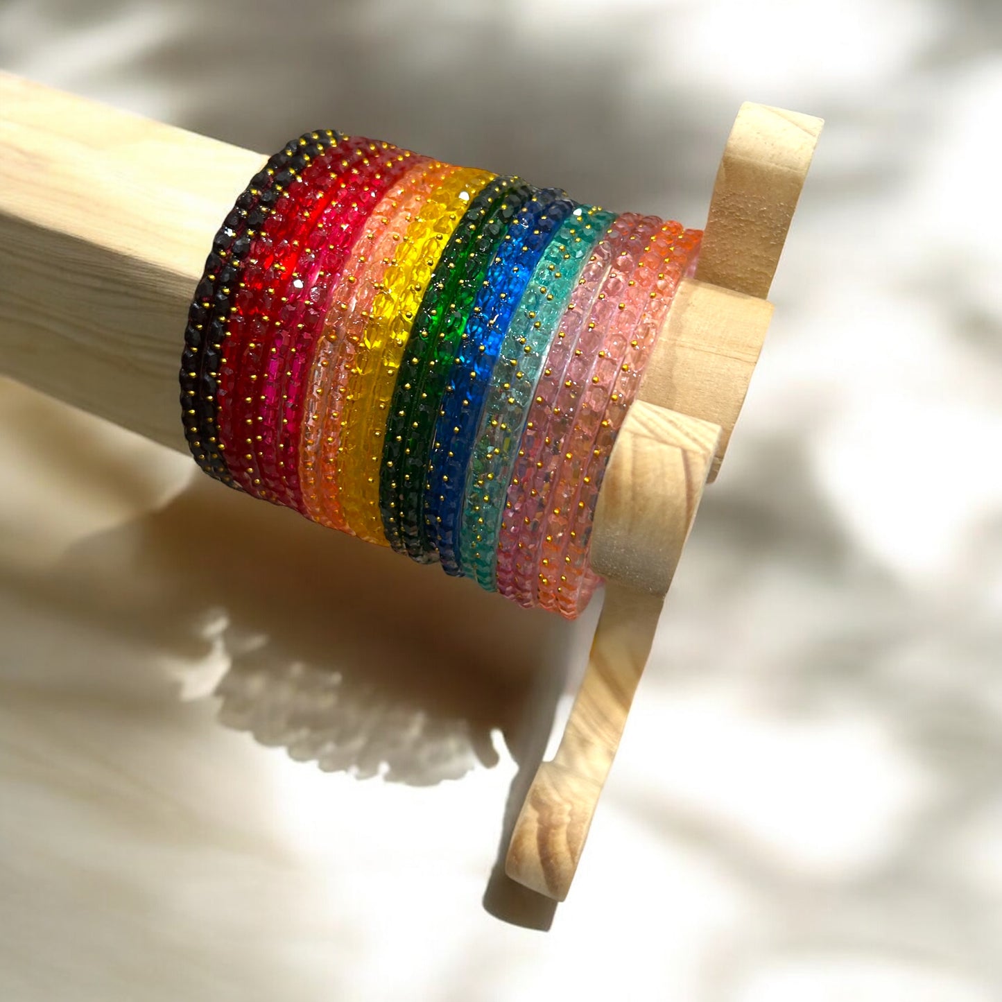 Vaanavil • வானவில் • Ombre Glass Bangles • Passion • 10 Colours, 20 Bangles/Set • Size 2.6