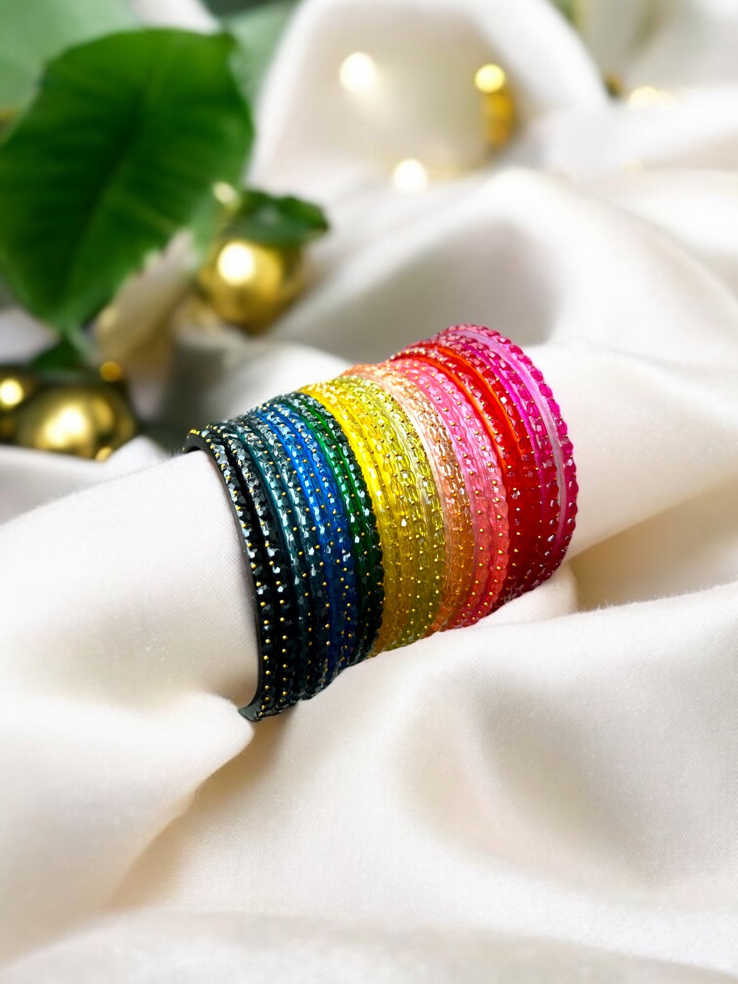 Vaanavil • வானவில் • Ombre Glass Bangles • Passion • 10 Colours, 20 Bangles/Set • Size 2.8