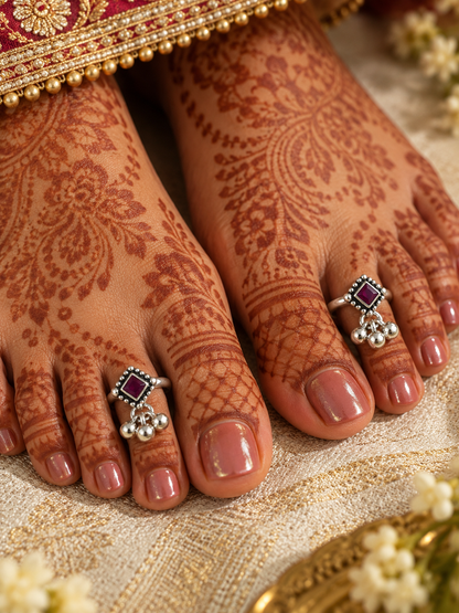 Sathangai • சதங்கை • 925 Silver Stone Toe Rings