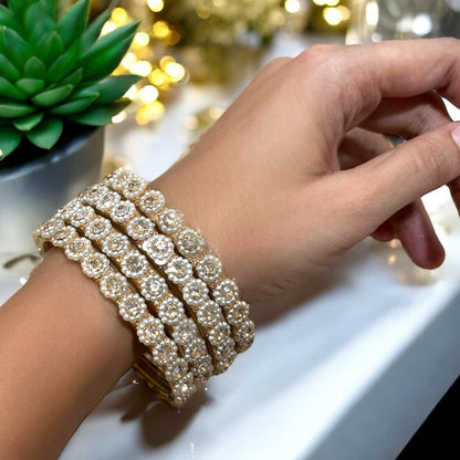 Malarvizhi • மலர்விழி • Pearl-Embellished Glass Bangles | Set of 4