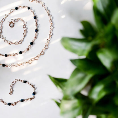 Karumani • கருமணி • 925 Silver Anklets • Rose Gold Polish