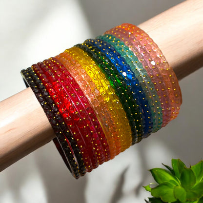 Vaanavil • வானவில் • Ombre Glass Bangles • Passion • 10 Colours, 20 Bangles/Set • Size 2.6