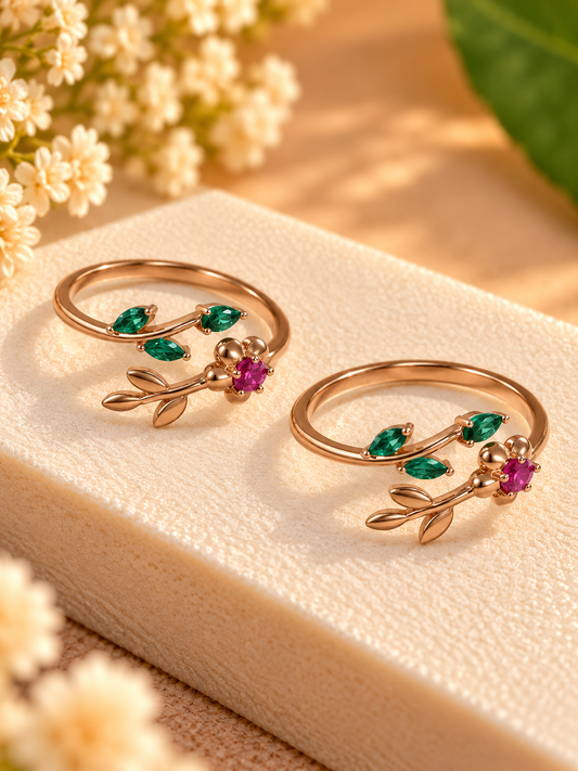 Kothai • கோதை • 925 Silver Rose Gold Toe Rings