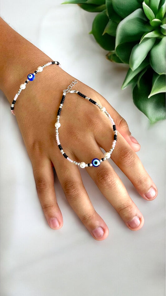 Ilaa • இலா • 925 Silver Children Pink Bracelet/Anklet  • Single Piece
