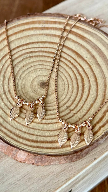Moovilai • மூவிலை • 925 Silver Anklets • Rose Gold