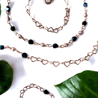 Karumani • கருமணி • 925 Silver Anklets • Rose Gold Polish