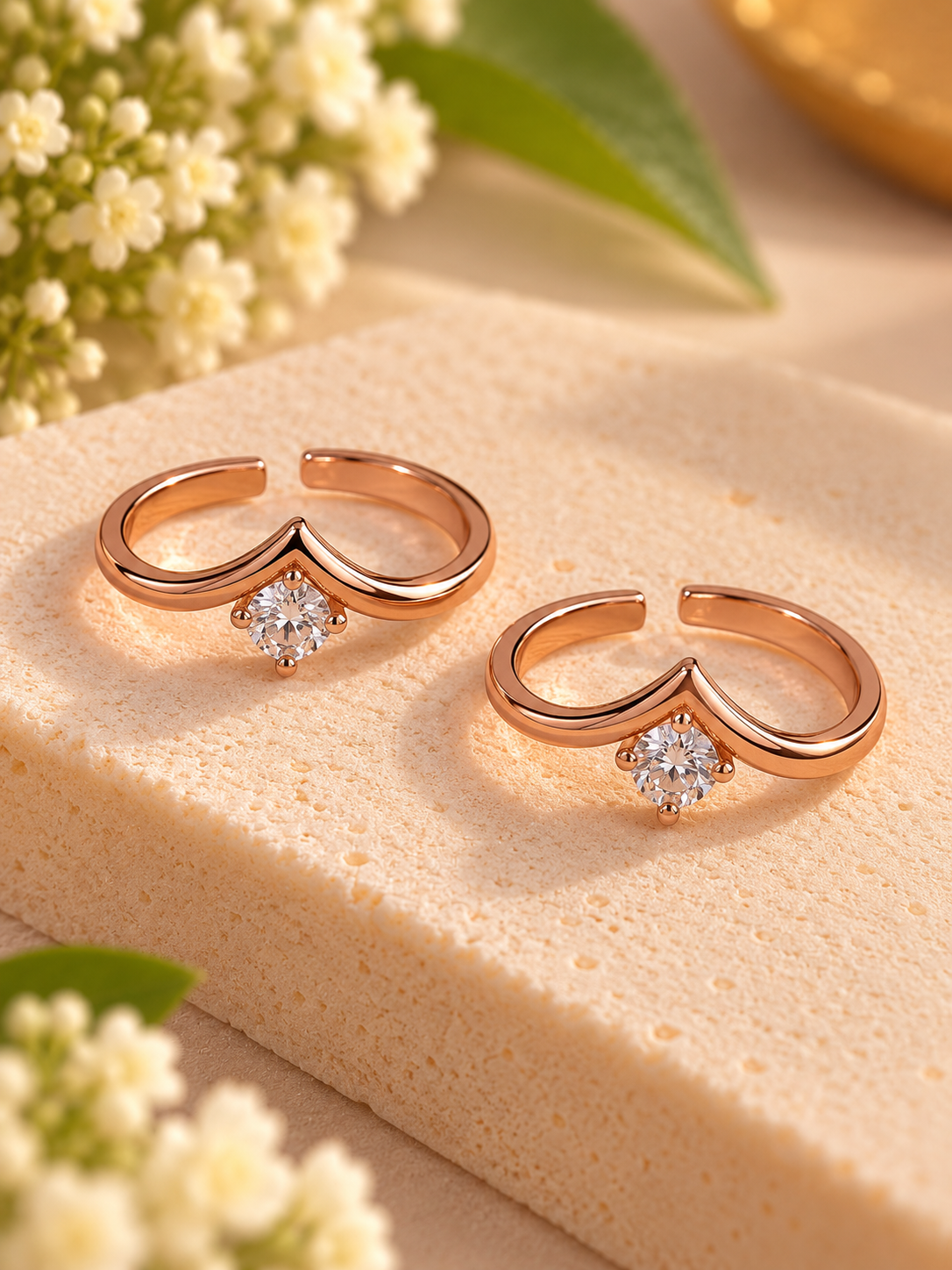 Ilavenil • இளவேனில் 925 Silver Rose Gold Toe Rings