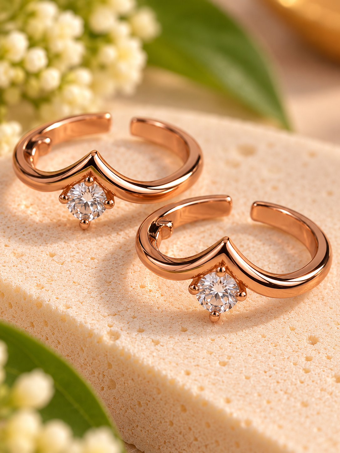 Ilavenil • இளவேனில் 925 Silver Rose Gold Toe Rings
